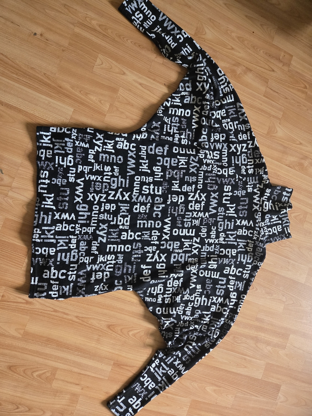 Black Letter-Print Mock Neck Women's Top